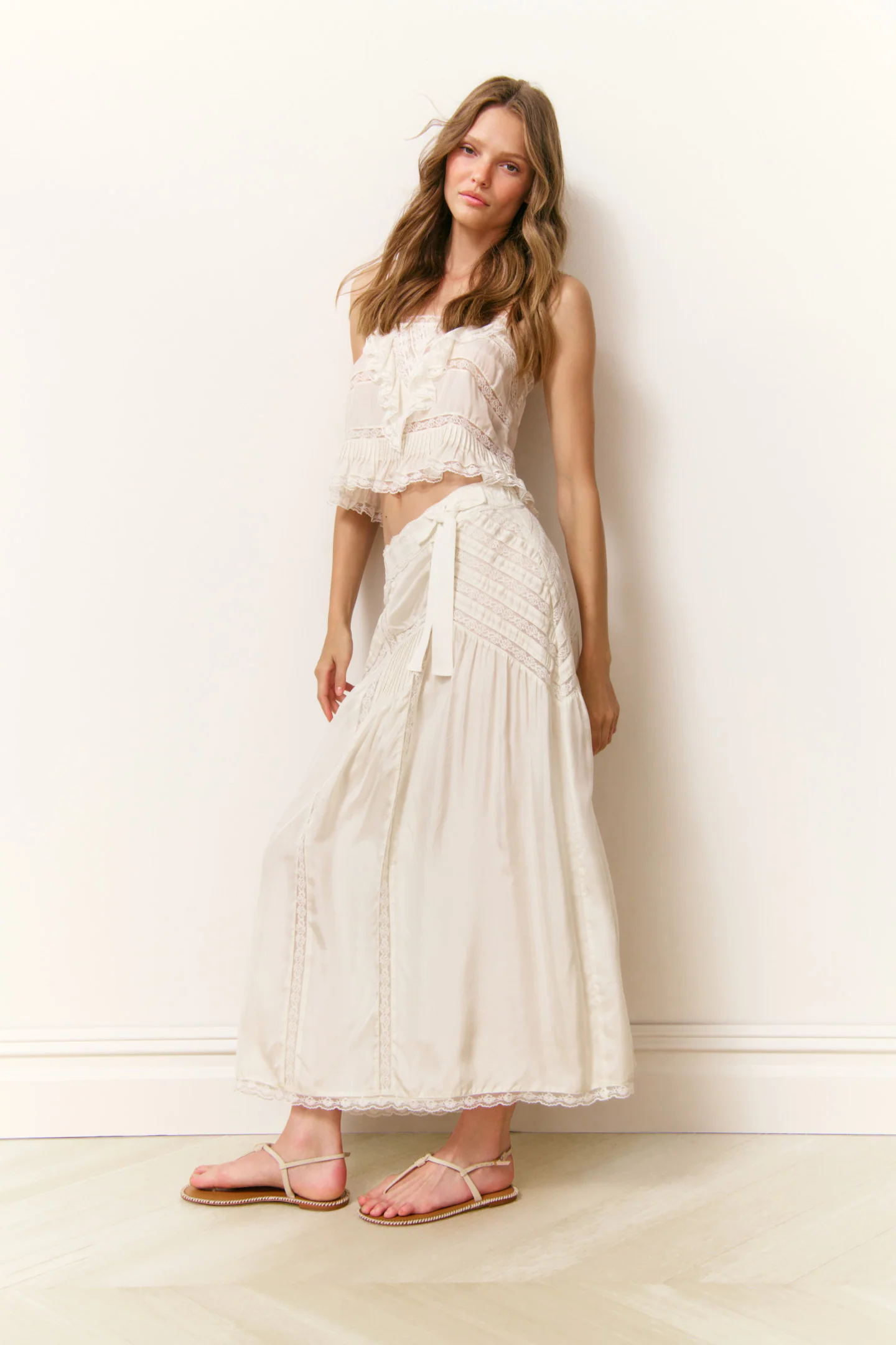 Beloria Silk Lace-Detailed Maxi Skirt - Image 4