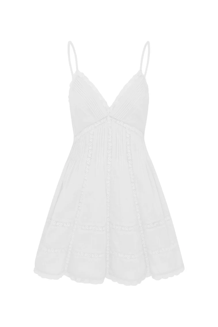 Docila Heritage Cotton Mini Dress - WHITE - Image 9