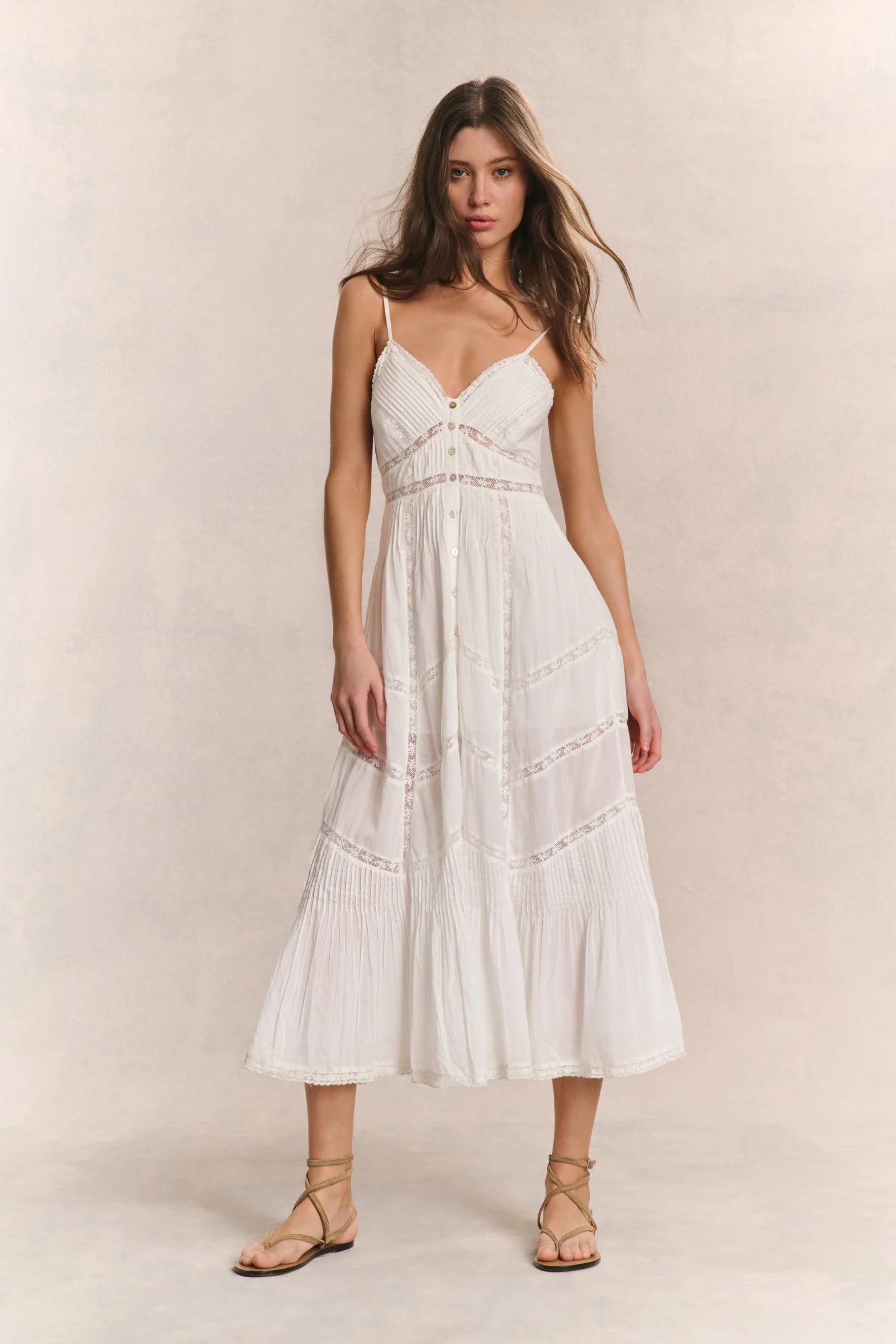 Esilda Heritage Cotton Midi Dress - TRUE WHITE - Image 4