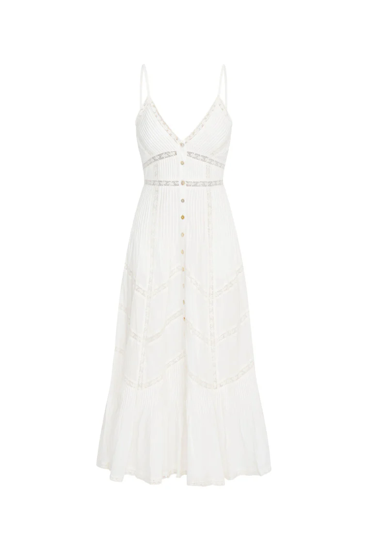Esilda Heritage Cotton Midi Dress - TRUE WHITE - Image 8
