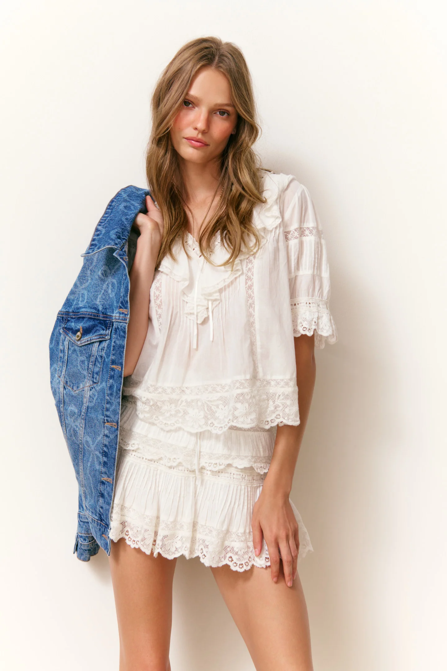 Romilly Cotton Lace Ruffle Blouse - Image 7