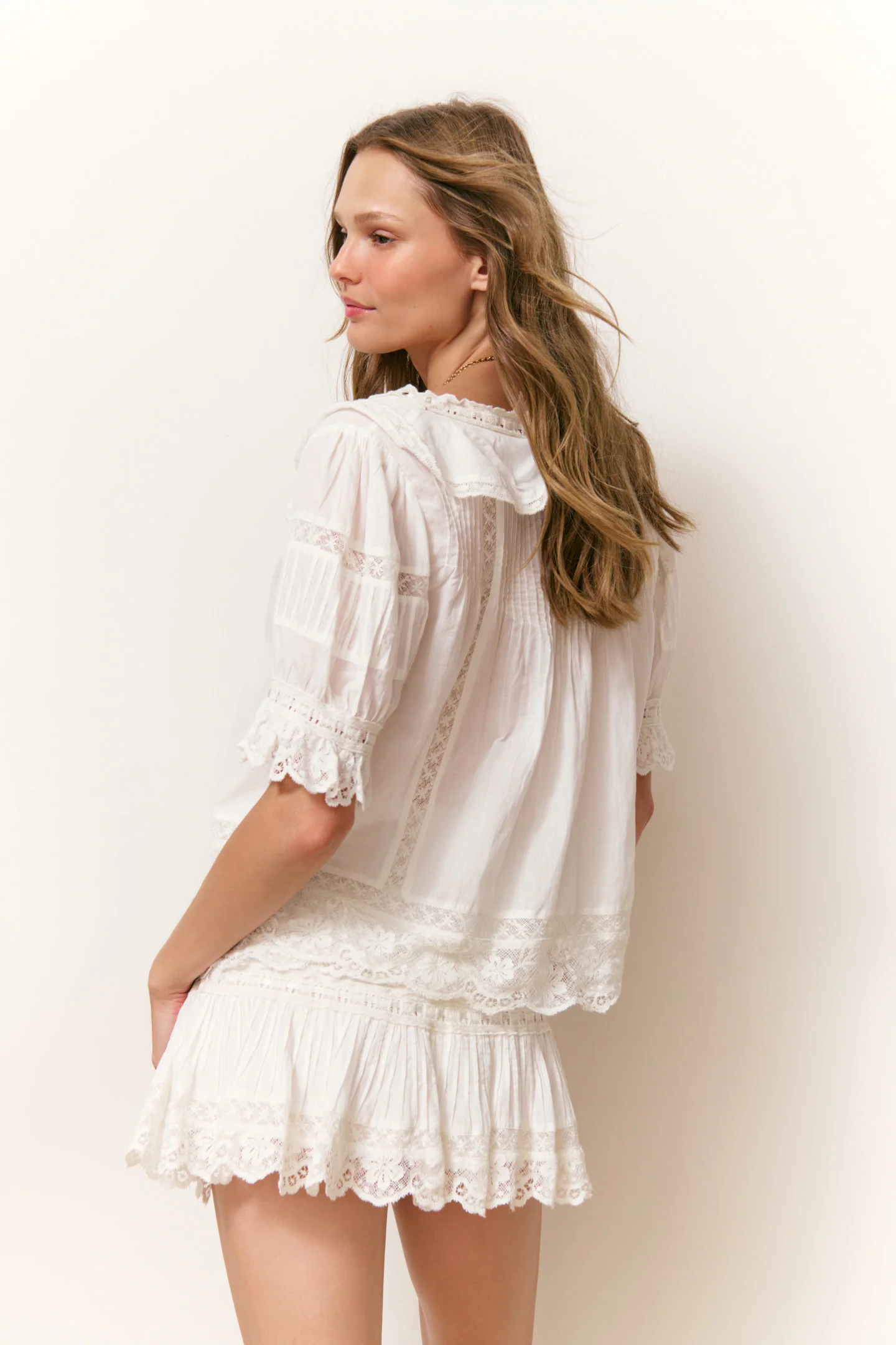 Romilly Cotton Lace Ruffle Blouse - Image 10