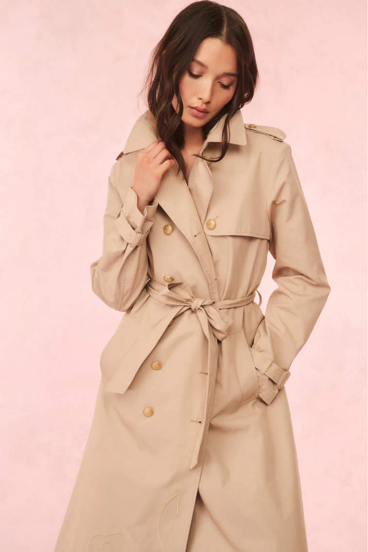Thiel Bow-Embroidered Trench Coat - Image 3